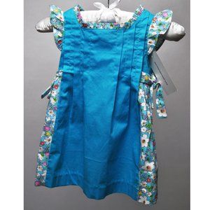 Petit Confection: Turquoise Aqua Babydoll Bib Floral Dress Girls Size 12 Months